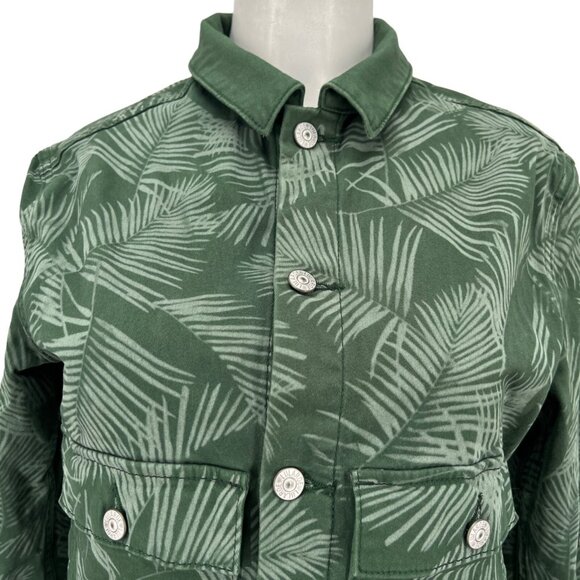 LulaRoe Women's Flap Pockets Button Leaves Pattern Stretch Green Jacket Size S - Picture 4 of 12